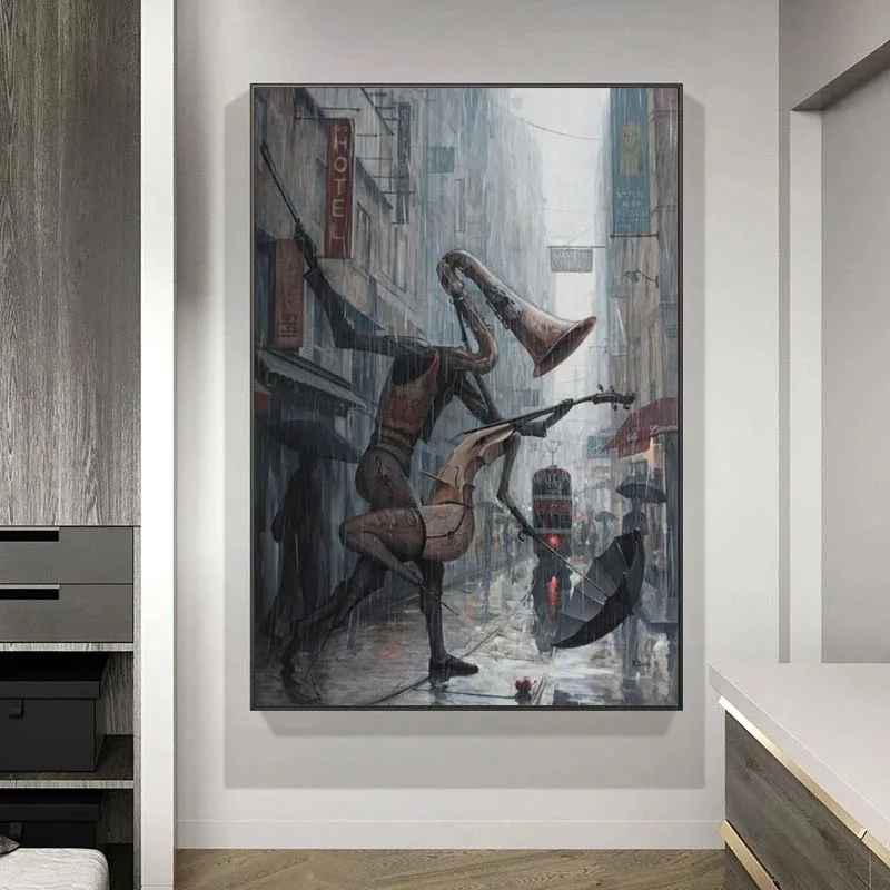

Creative Art Life is Dancing in the Rain Canvas Painting Music Posters and Prints Cuadros Living Room Vintage Decor Wall Picture
