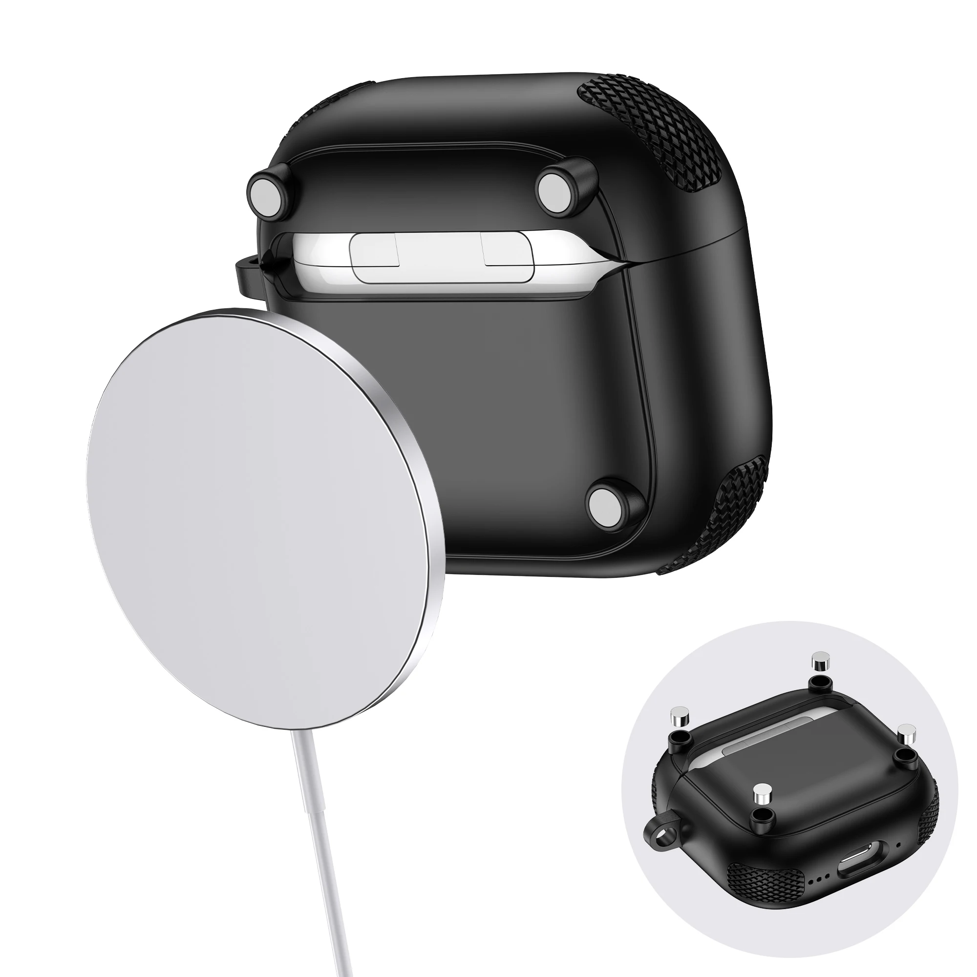 درع قفل سماعة غطاء ل AirPods 4 Pro2 3 2 1 حافظة من البولي يوريثان PC سماعة رأس مقاومة للصدمات Coque ل AirPods Pro 2 2nd 4th Gen