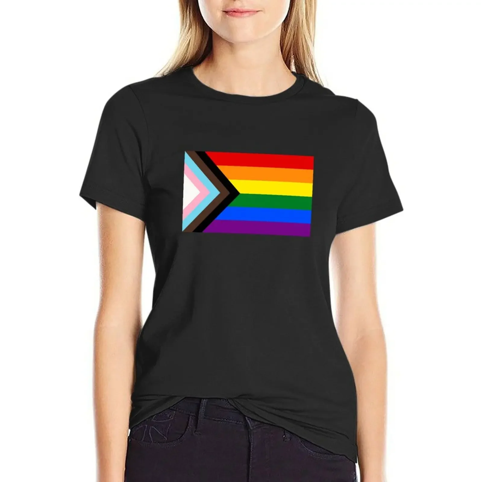 

Progress Pride Flag T-Shirt customs lady clothes animal prinfor t-shirt dress for Women graphic