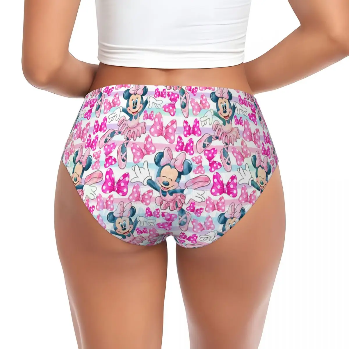 Custom Women Minnie Mickey Mouse Brief Panties Female Soft Underwear Underpants