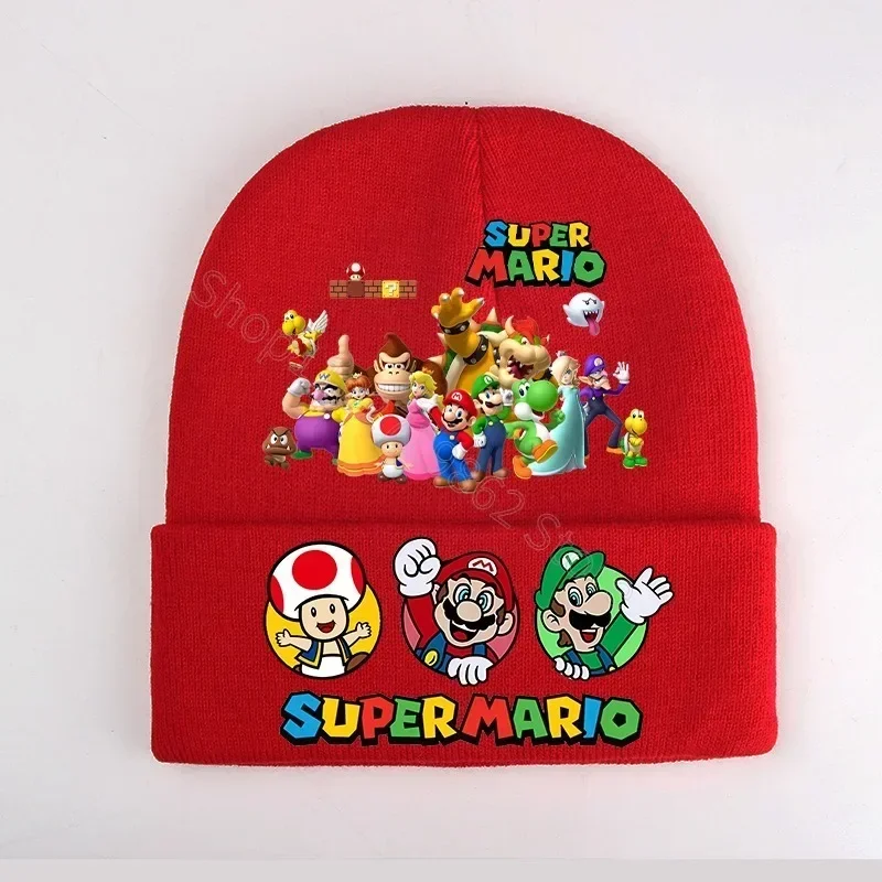 Gorros de punto de Super Mario, gorros bonitos de princesa Peach de Luigi, gorros con estampado de personajes del juego, gorros cálidos y cómodos, regalos de fiesta