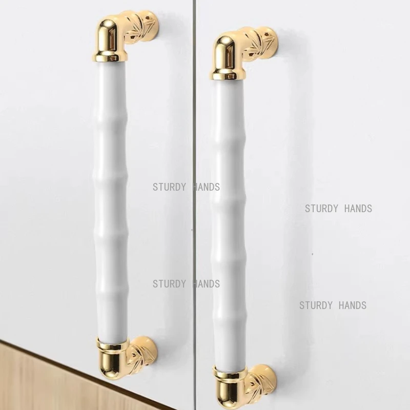 Zinc alloy+ceramic gold wardrobe cabinet door handle high-end light luxury comb table bedside cabinet door handle