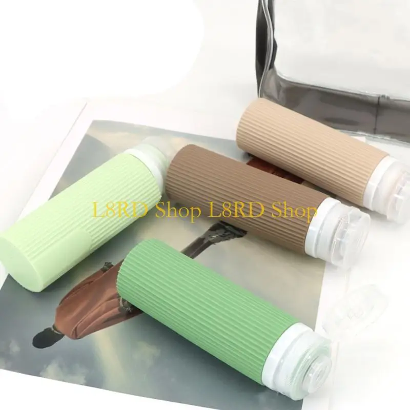 L8RD Thick Walled Silicone Refillable Bottles Secure Valves Prevents Messy Spills Portable Solution For Business Travel Packing
