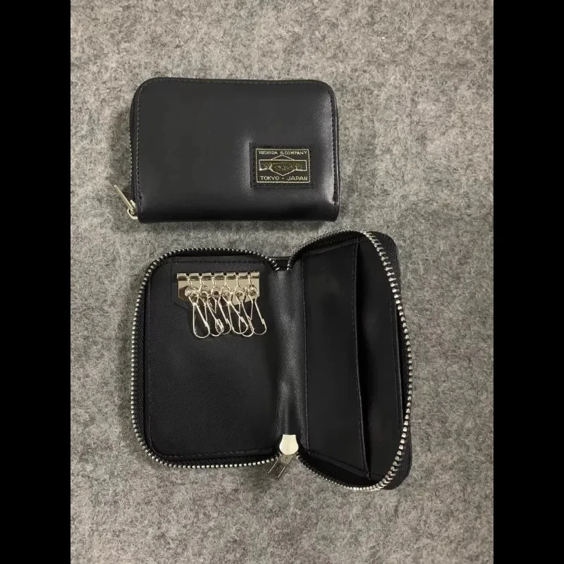 

Кожаный чехол для ключей в японском стиле, многофункциональный держатель для карт на молнии, мужская портативная сумка для ключей, деловой кошелек для монет