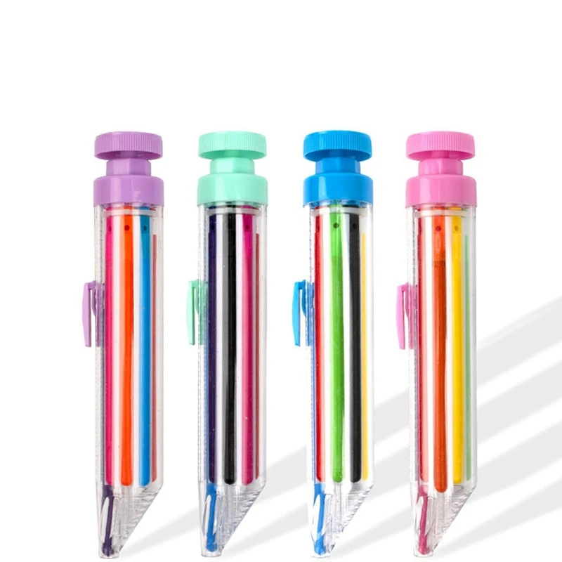 Multicolor Rotating Crayons para crianças, Pressionando Crayon Lápis, Artes, Colorido, Doméstico, 4pcs