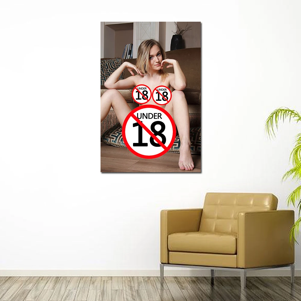 Sexy Blonde Girl Naked Woman Uncensored Breast Pussy Photo Art Posters Canvas Fabric Printed Paintings Wall Decor