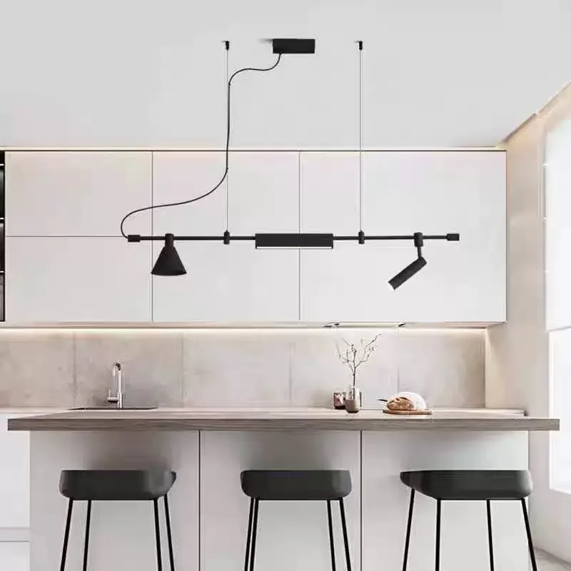 Very Simple Creativity Design Sense Black Long Strip Chandelier for Bar Island Tea Table Shop Front Desk Dining Room