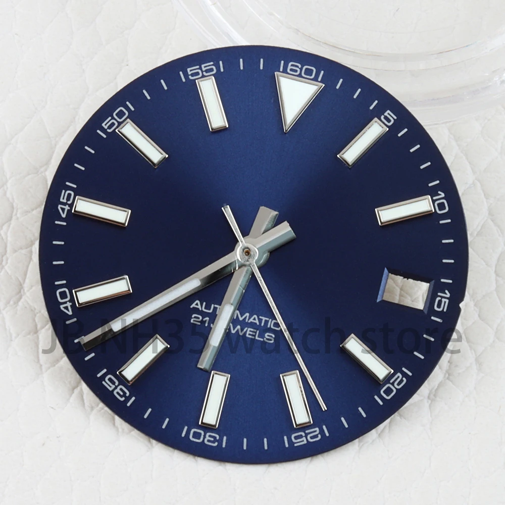 28.5mm Dial NH35 Watch Dial Hands Green Luminous Date Window Gold/Black/White for Datejust NH35 NH36 Movement Watch Case Parts