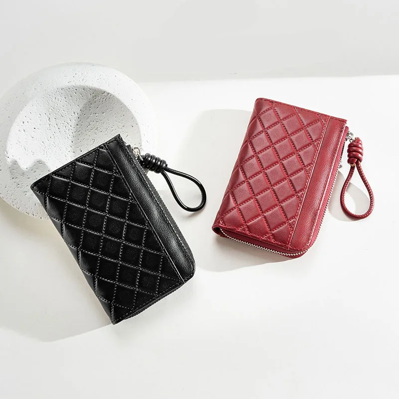 wallet women's summer new Korean PU printed buckle zipper simple all-in-one short women's money clip multi-card folding flap