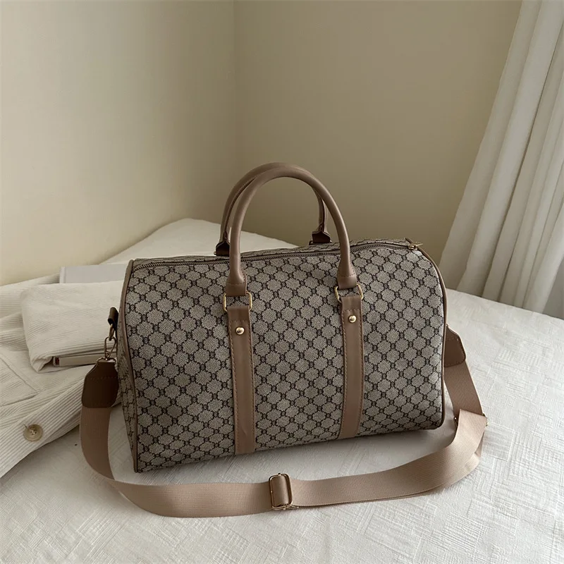 2026 NEW Vintage Print Duffle Bag Women Large Capacity Travel Handbag Retro Pattern Top Handle Crossbody Weekend Luggage Bag