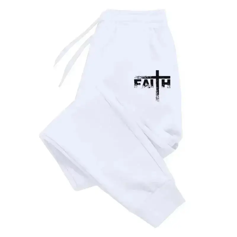 

Спортивные штаны с рисунком Faith Art Design для мужчин, теплые спортивные штаны с карманами, креативные флисовые спортивные штаны, модные осенние спортивные штаны