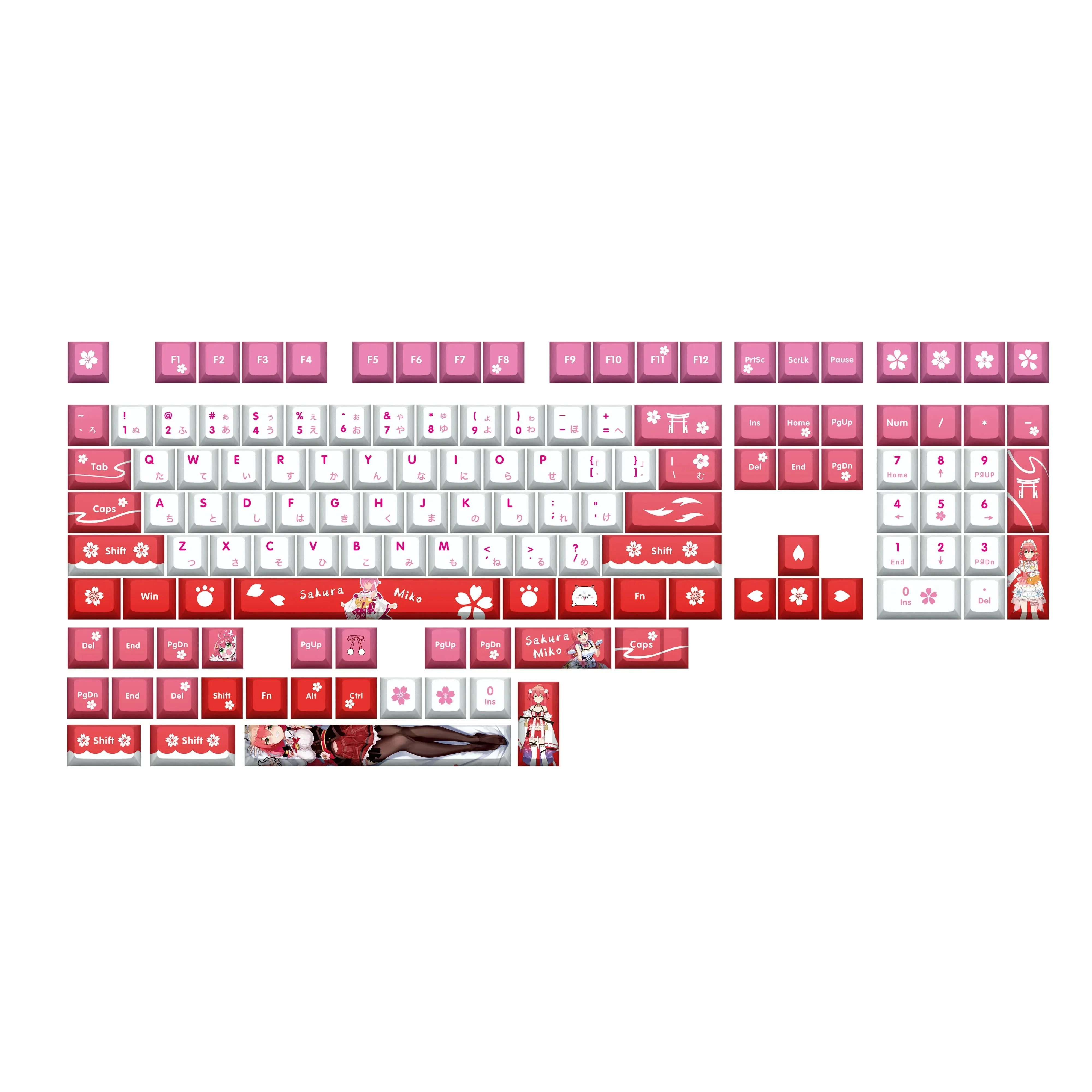 Imagem -06 - Hololive Vtuber Sakura Miko Pbt Cherry Keycaps mx Cruz Eixo Switch Teclado Mecânico Jogo Presente 132 Teclas por Conjunto