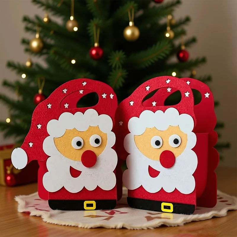 1–10 Stück Weihnachtsferien-Geschenktüten aus Filz, kreative Süßigkeiten-Apfel-Einkaufstasche für Kinder, Party-Geschenktüten für Heiligabend, Geschenkverpackung