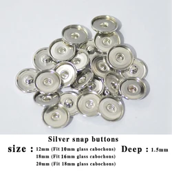 Hot Sale 50pcs Snap Jewelry Accessories Findings Components 12MM18MM20MM Metal Snap Buttons for Make Glass Snap Button Fittings