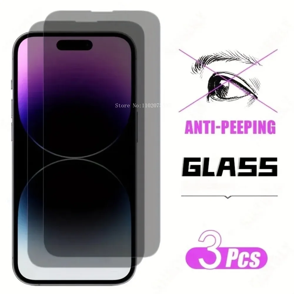 

3Pcs Anti-peep Tempered Glass Screen Protector For IPhone 15 14 Pro 13 Pro Max 12 11 XR XS Max 6 7 8 Plus Screen Protection Film