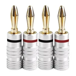 4Pcs Banana Plugs Copper Gold Plated Cross 4mm Banana Connector With Screw Lock For Audio Jack Speaker Plugs HiFi Solder Free