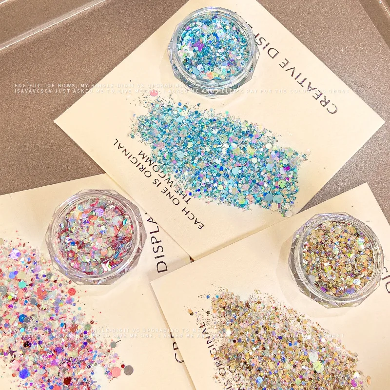 1Pc Multi-Farben Nail art Sparkle Schillernden Glitter Pulver Gemischt Größen Nagel Paillette Pailletten Für Polnische Nagel 3D decals