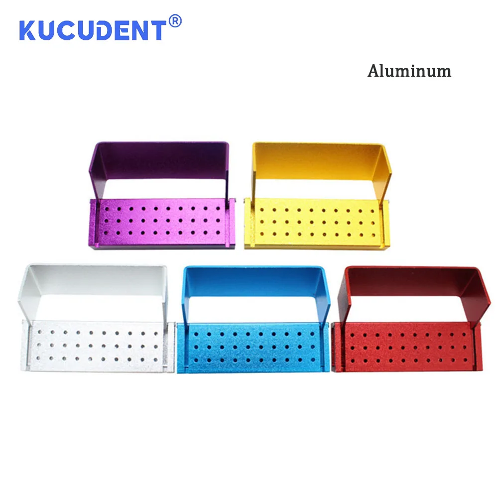 KUCUDENT 30 Holes Dental Bur Holder Aluminium Autoclavable For FG Burr Disinfection Block Organizer Box Silicon For High Speed