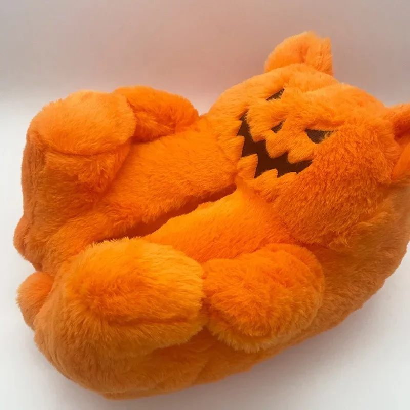 Halloween Pompoen Slippers 2023 Nieuw voor Vrouwen Mannen Warme Zachte Huis Schoenen Winter Stille Pluizige Gezellige Slipper Laarzen Geschenken