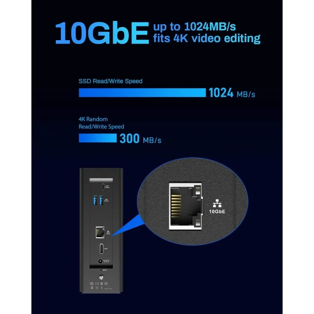 Fast Shipping.F8 SSD Plus NAS - 8Bay All SSD NAS Storage Core i3 8-Core 8-Thread CPU, 16GB DDR5 RAM, 10GbE Port