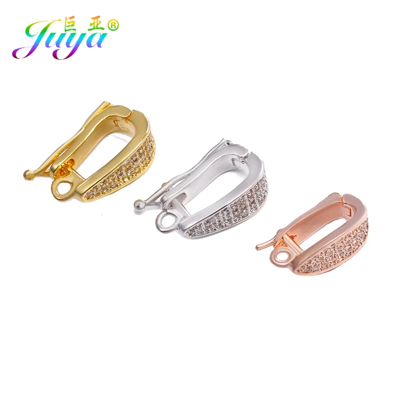 Juya Handmade 18K Gold Plated Creative Clip Bale Bails Clasp Hooks Accessories For DIY Women Bead Pearls Pendant Necklace Making