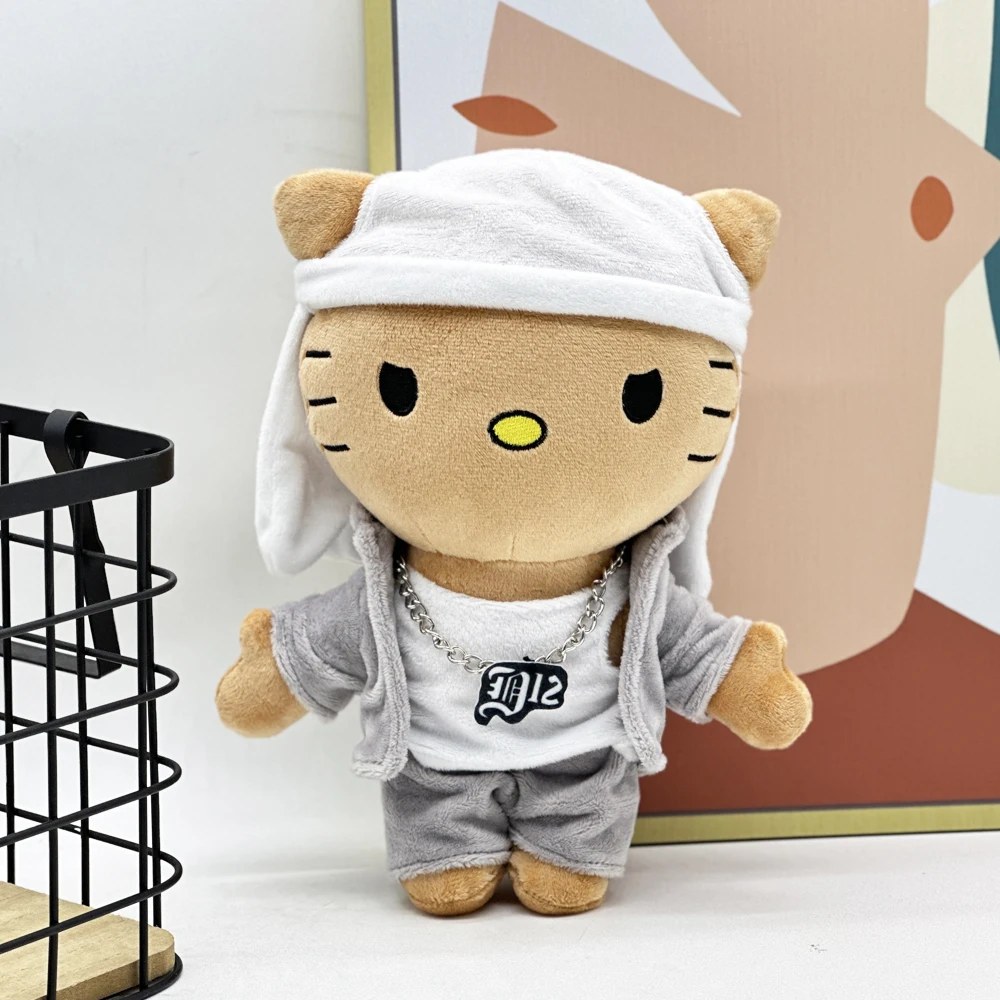 

Плюшевая кукла Selena Eminem Hello Kitty, фигурка белой шляпы, мягкие игрушки, милый кот, фанаты для мальчиков и девочек, коллекционный подарок 24 см