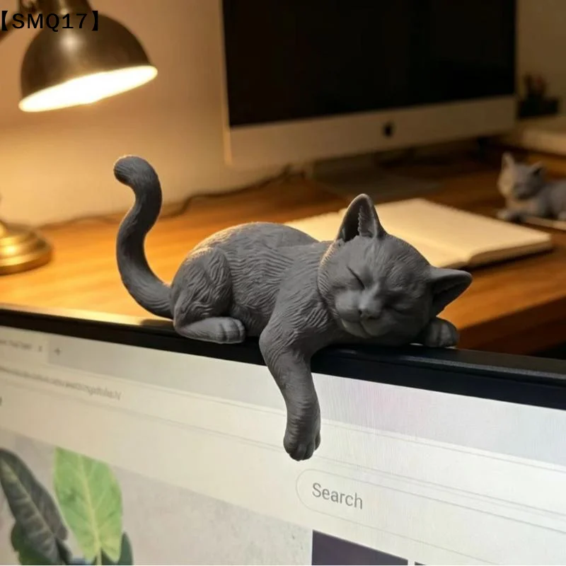 1pcs 3D Printed Lazy Cat Monitor Edge Ornament – Desktop Decor, Lover Gift, Creative & Healing