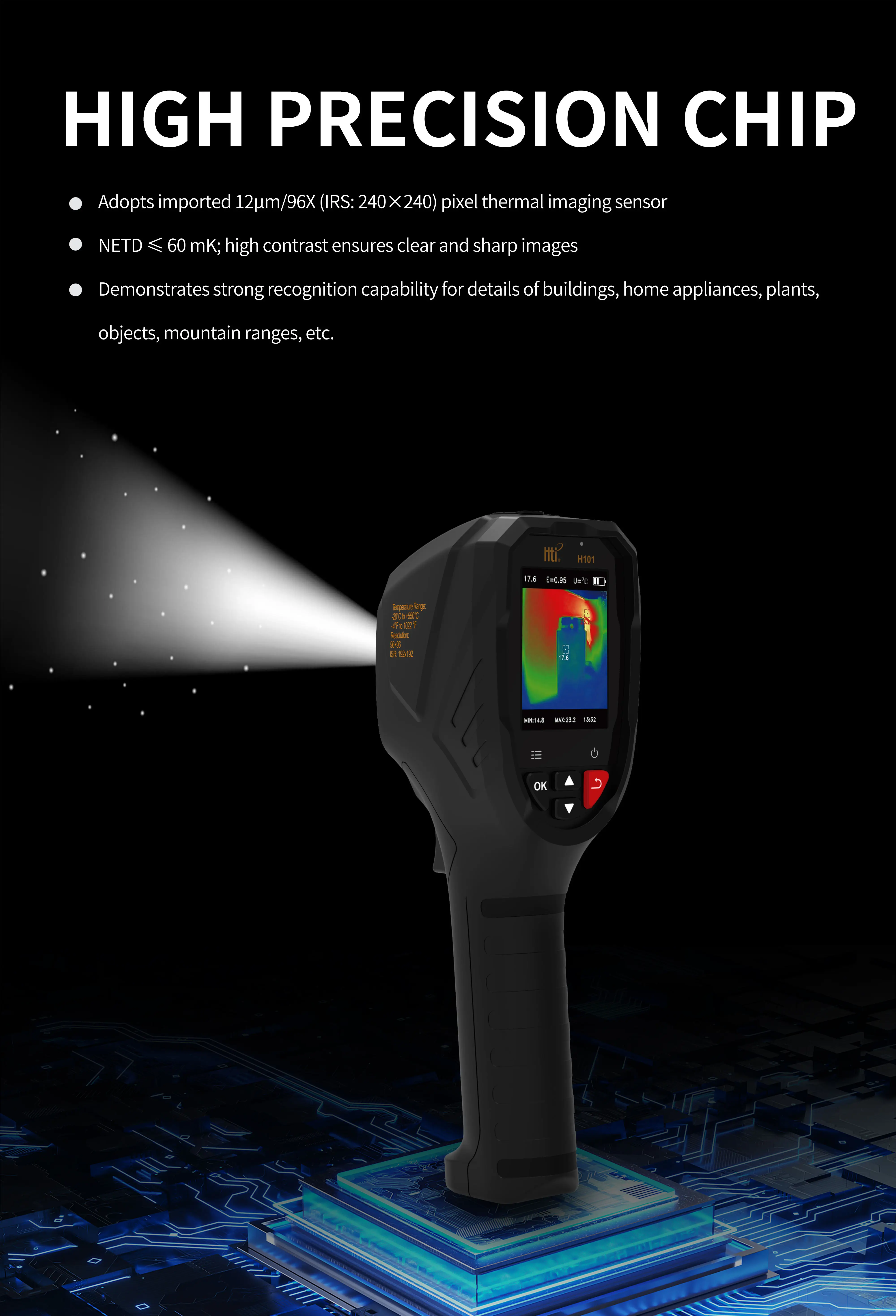 H100 Handheld Infrared Thermal Imager Temperature Measurement & Real-Time Imaging  HD 240x240 Infrared Resolution