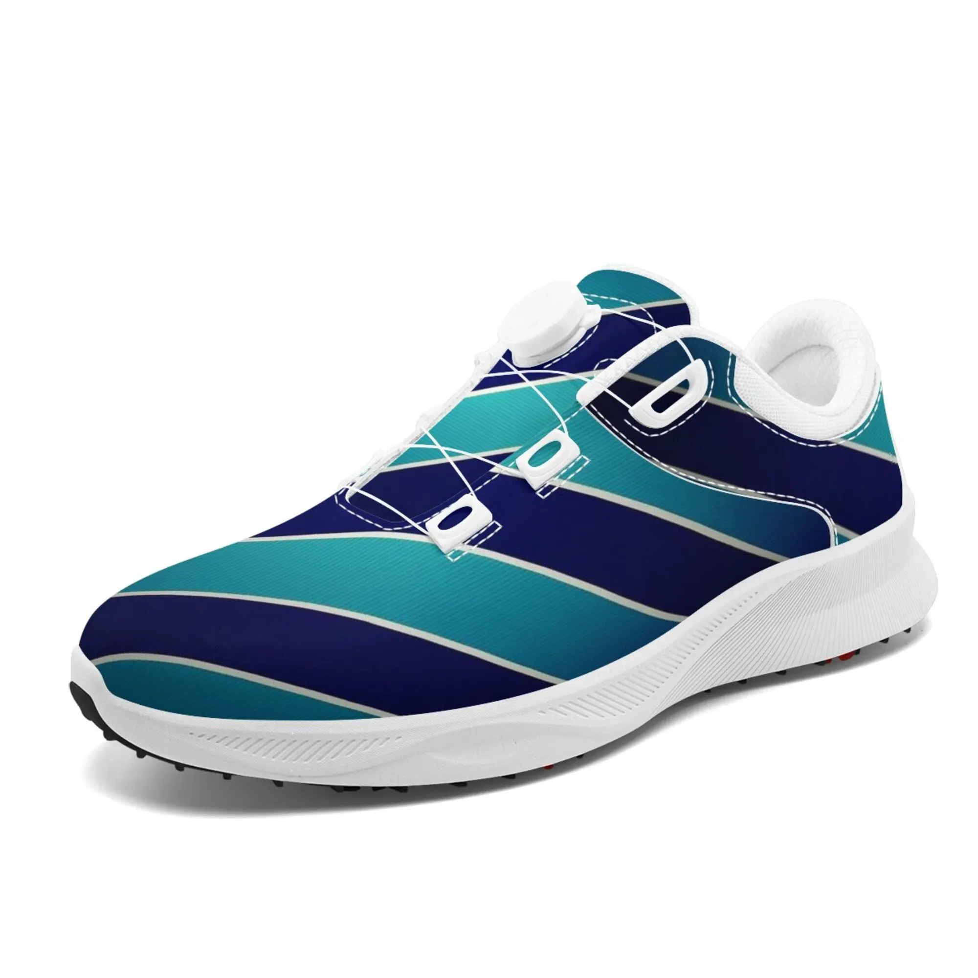 

Обувь для гольфа с индивидуальным принтом, печать по запросу, нескользящие кроссовки для гольфа с поворотной застежкой, отправьте нам ваш логотип и дизайн.