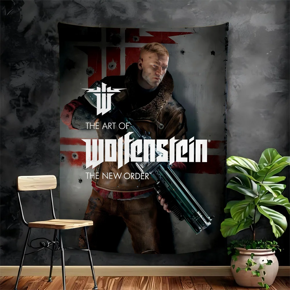 

Wolfenstein DIY Wall Tapestry Hanging Tarot Hippie Wall Rugs Dorm Home Decor