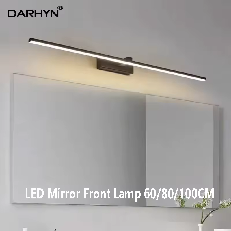 Lampe frontale LED moderne pour miroir, longue bande de 60/80/100cm, applique murale pour salle de bains, toilettes, cuisine, Lustre d'intérieur