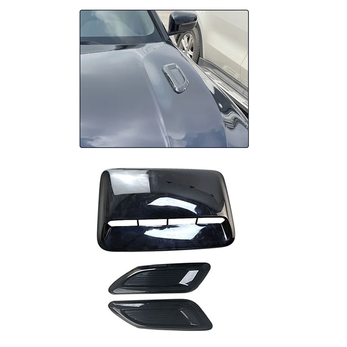 

T48C_Car Air Flow Intake Hood Scoop Vent Bonnet Decor Cover Center Side Air Outlet Hood Auto Exterior Accessories Universal B