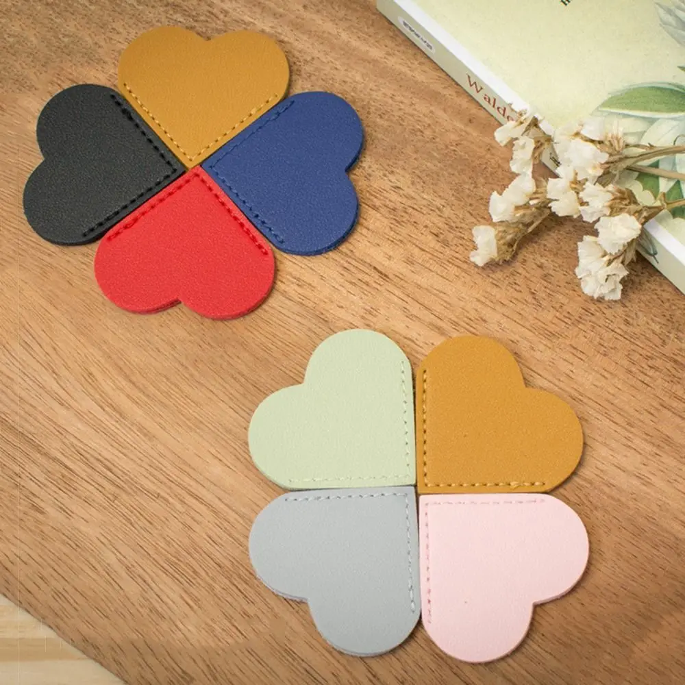 Cute Heart-shaped Corner Page Marker Vintage Handmade Leather Bookmark Creative Book Decorative Book Page Marker Students