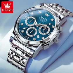 OLEVS 2889 Original New Quartz Luxury Mens Watches Chronograph Business Fashion 30M Waterproof Stainless Steel Mens Watches