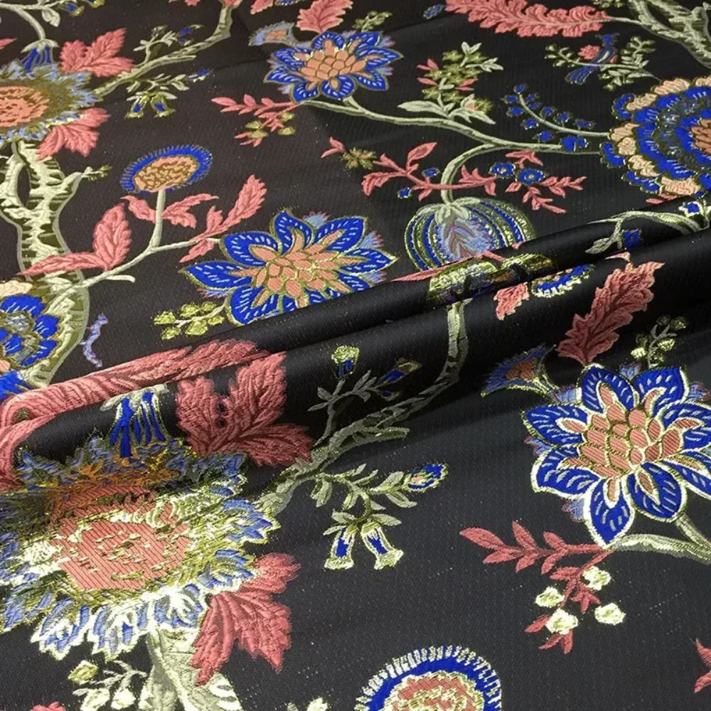 

Золотая линия парча жаккардовая ткань осень зима винтажный костюм пальто древняя ветровка дизайн одежды ткань модная оптовая продажа