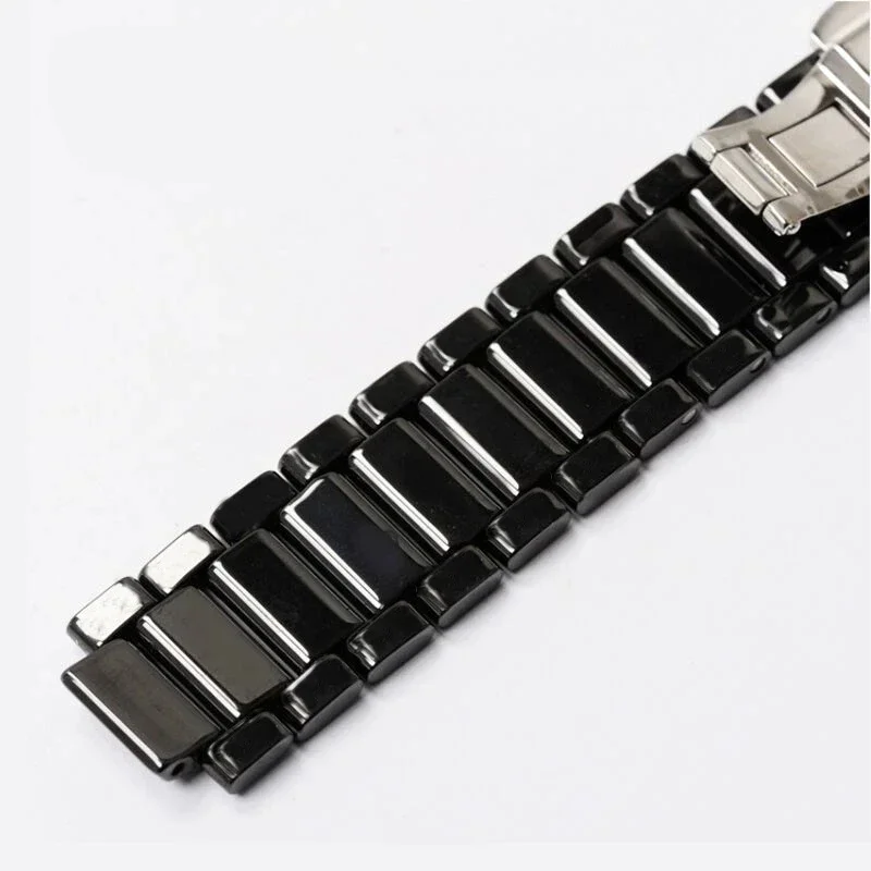 19mm*12mm High quality Ceramic Watch Strap For Rado True Series Thin Watch Chain Black And White Convex men and women Watchband