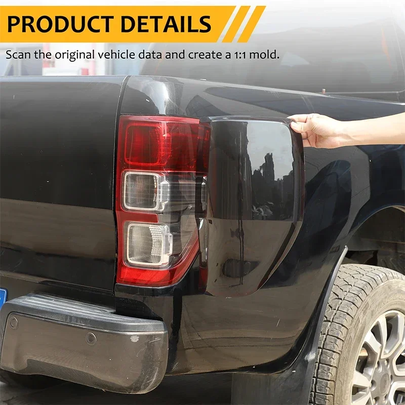 

For Ford Ranger 2015-2022 ABS Blackened Car Tail Light Black Shell Tail Light Trim Cover Sticker Car Accessories