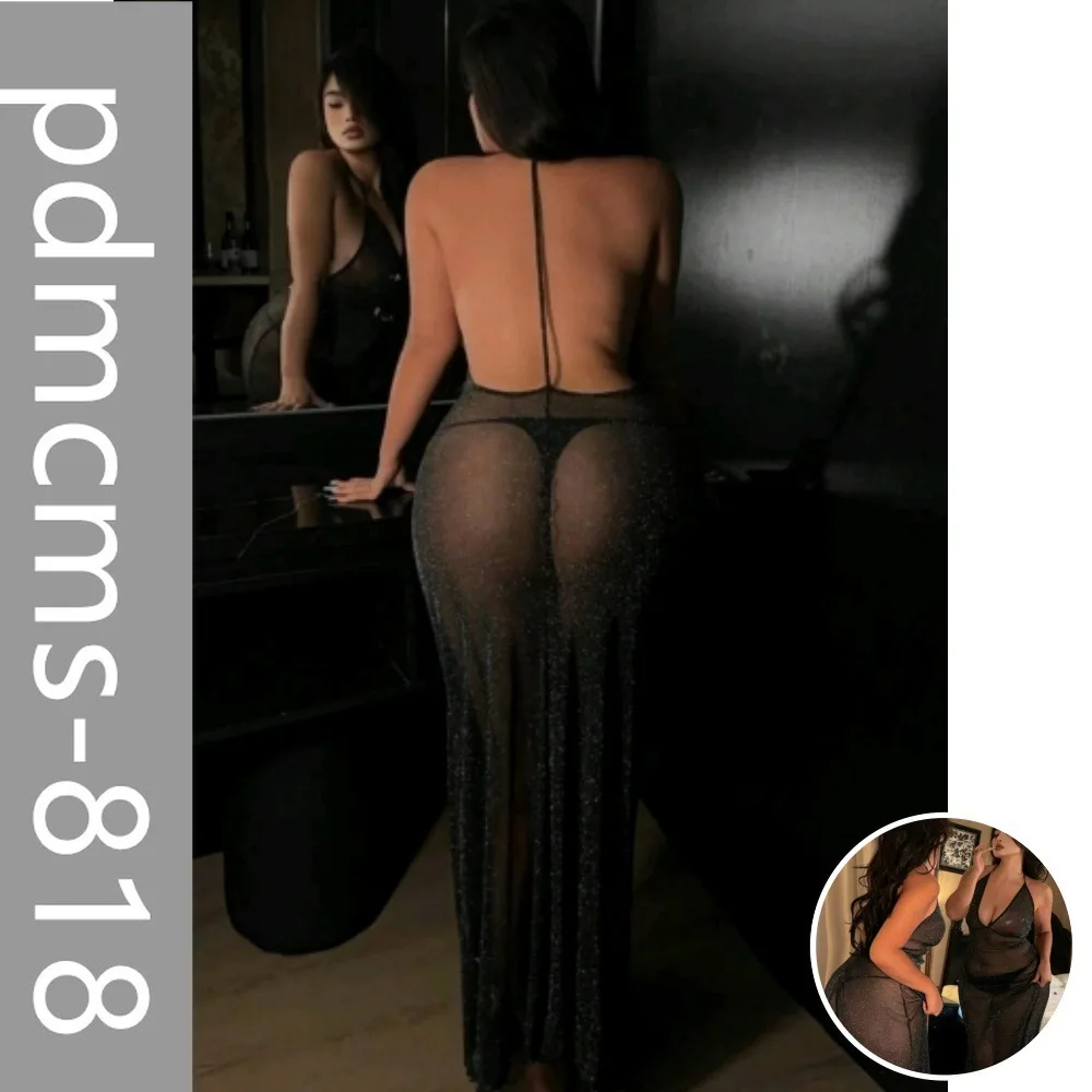 

2025 новый DZ европейский и американский толстый размер большого размера плюс сексуальное нижнее белье пижамы перспектива платье с открытой спиной