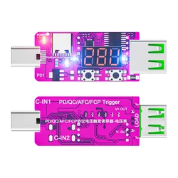 PD3.1 28V Quick ReCharge Trigger Automatic Digital Display Voltage Meter Ammeter Voltage Current Detector Board