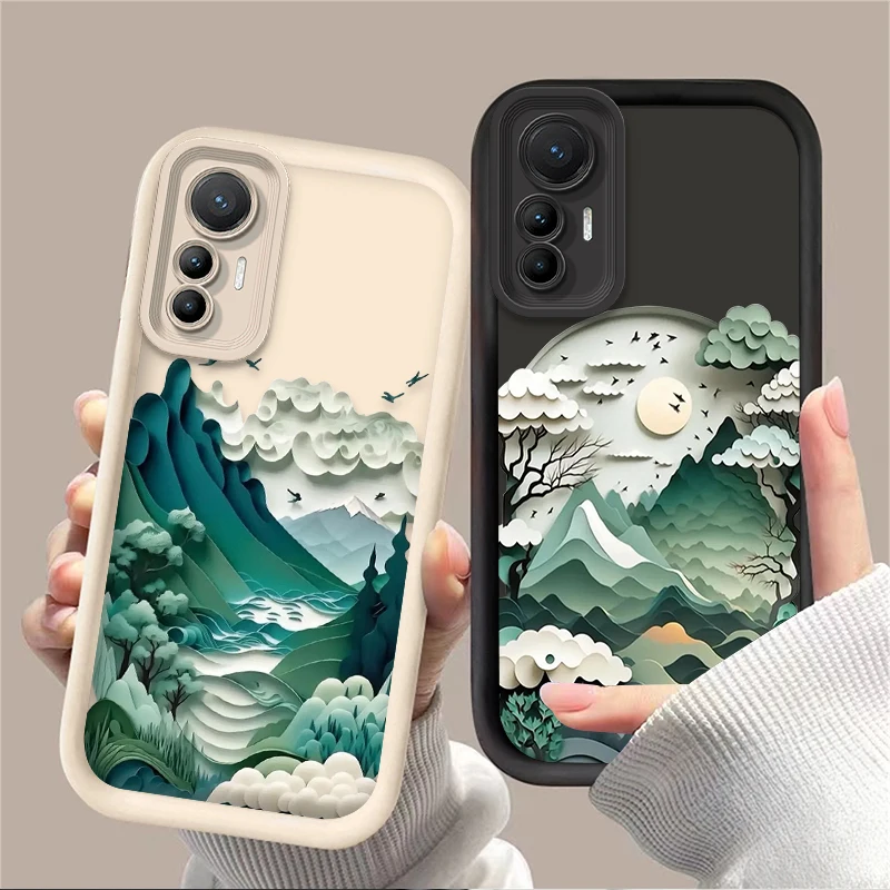 Paper Art Landscape Printing Case for Xiaomi 14T 13T 12T 11T 13 12 11 Lite 5G NE POCO X6 X5 F6 F5 F3 X4 GT X3 NFC M6 Pro 4G Capa