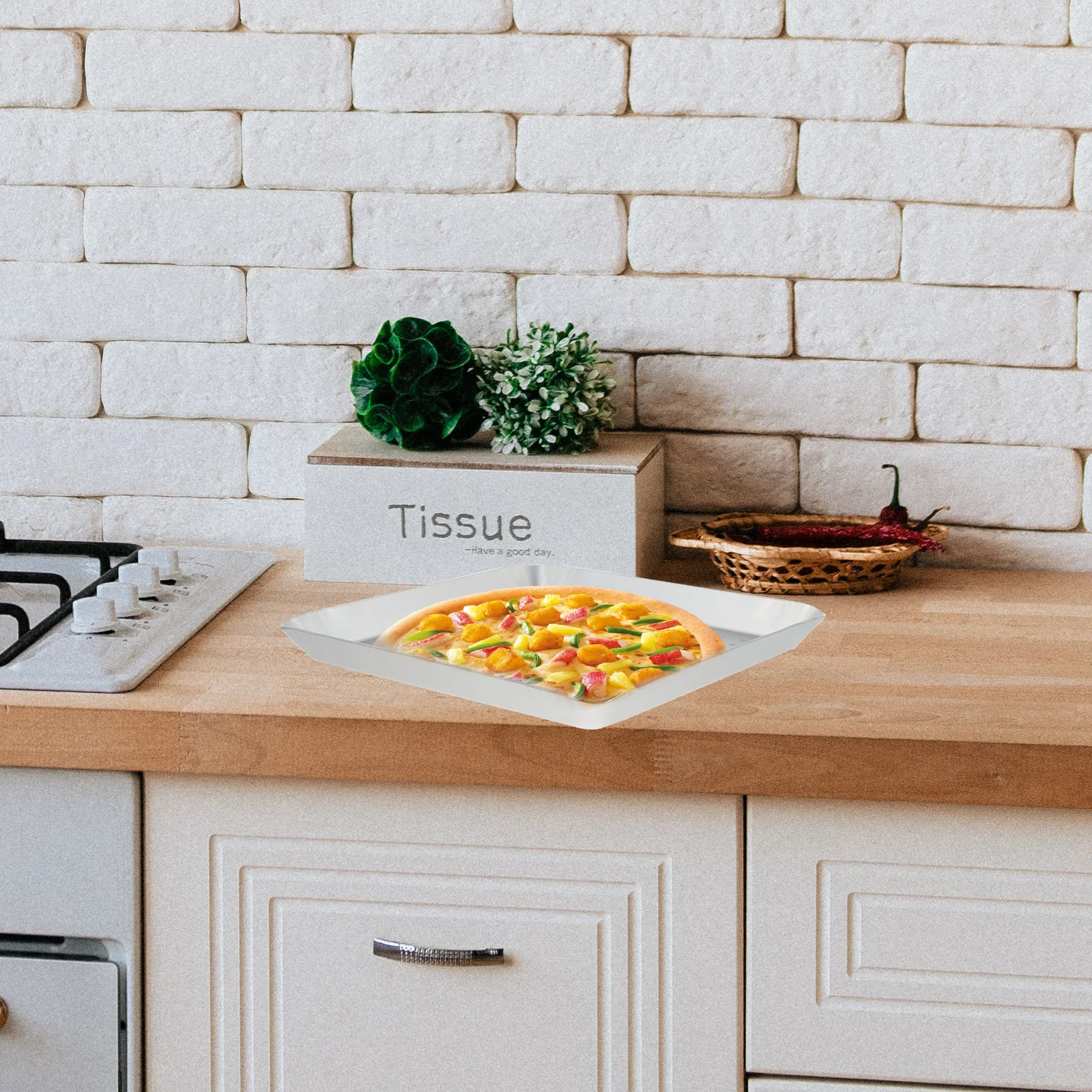 1pc Perforated Pizza Pan Square Aluminum Alloy Baking Tray Non-Stick Dishwasher Safe Ovenware For Cheese Pizza Bread Cake Home