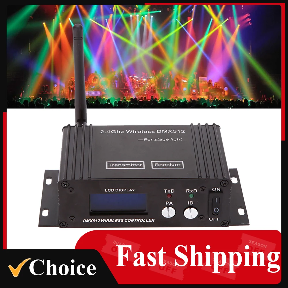 

2.4G Wireless DMX 512 Controller Transmitter Receiver LCD Display Power Adjustable Repeater Lighting Controller