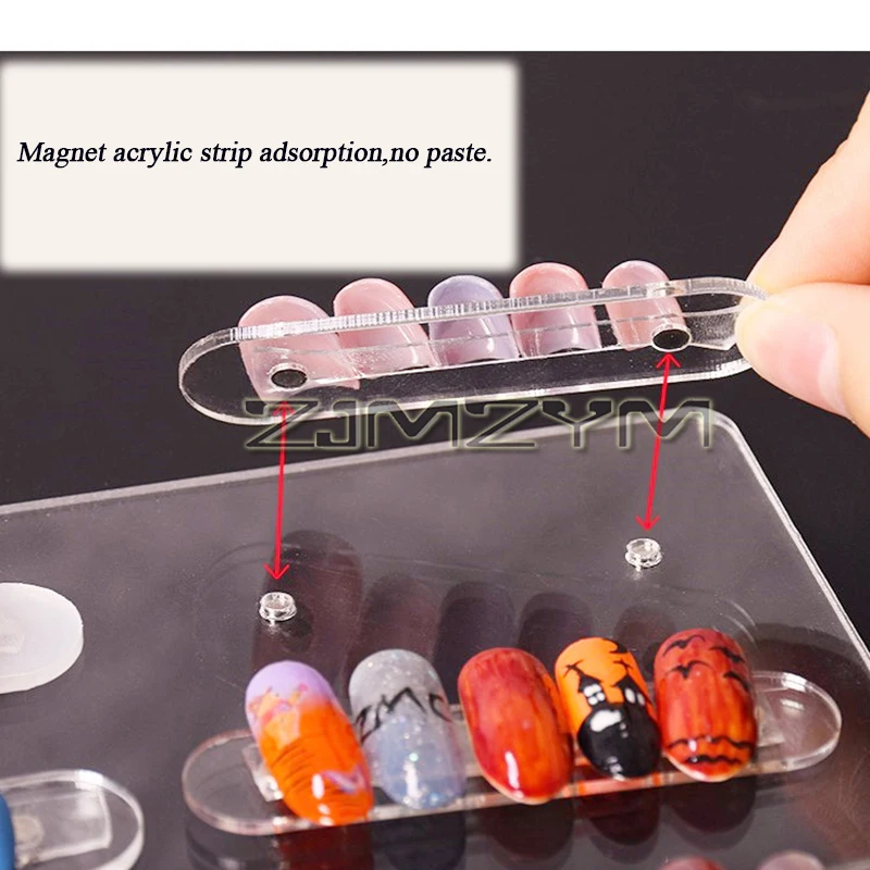 Magnetic Nail Display Board Holder Five-level Drawer Stick-free Nail Art Display Rack with 60 Magnetic Strips