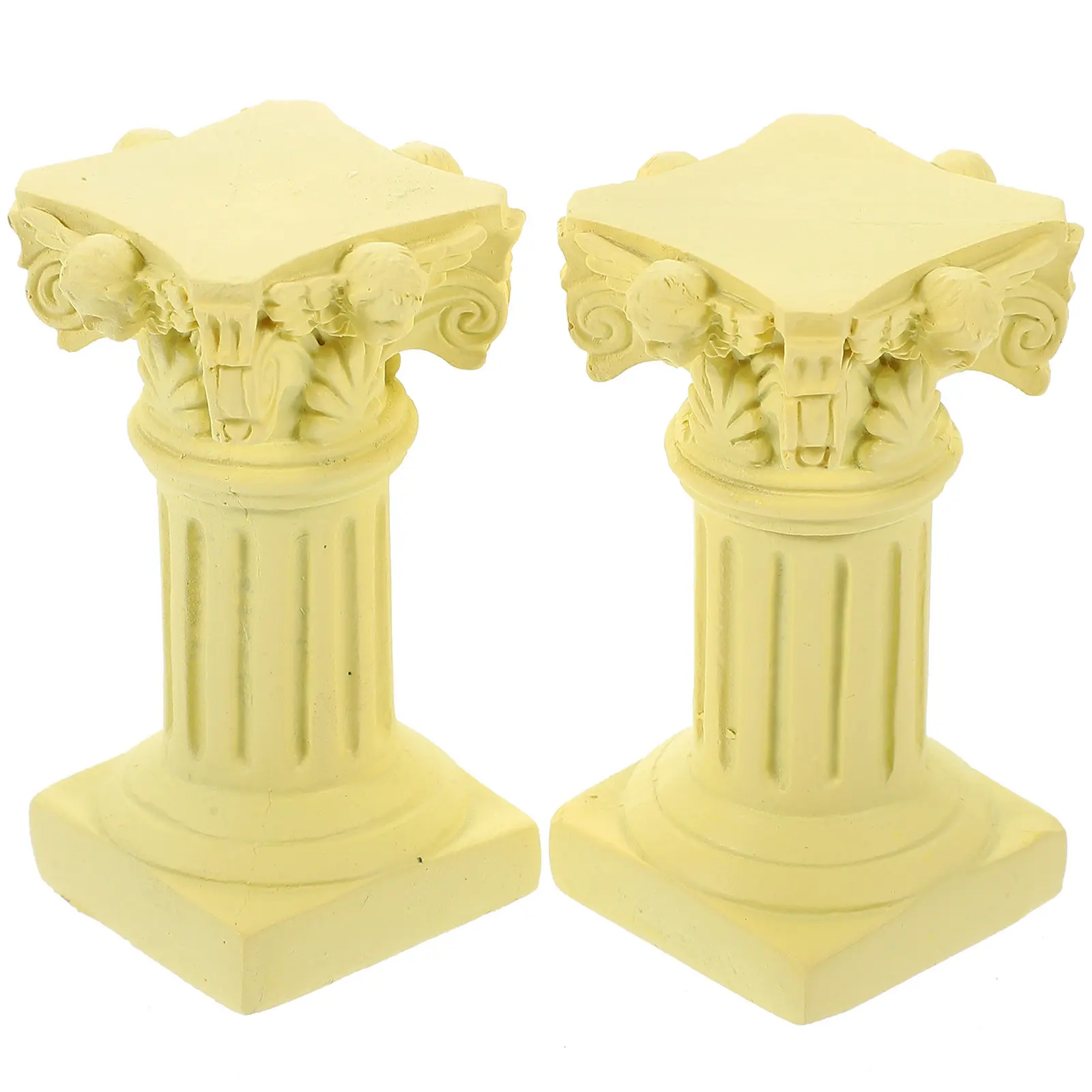 2Pcs Vintage Roman Pillar Holders Resin Candlestick Wedding Engagement Table Centerpiece Holder Candlestick Holder