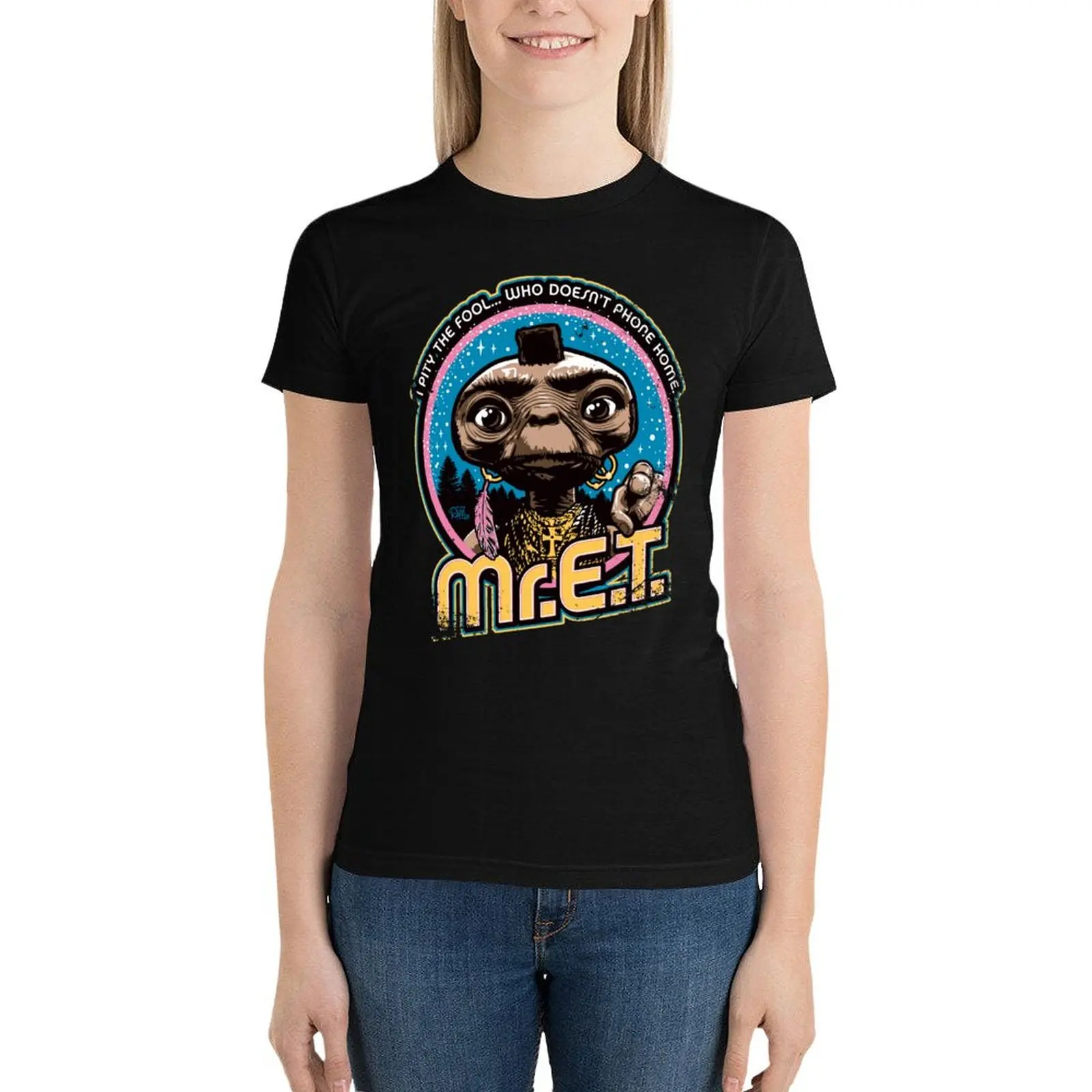 

Mr. E.T. - 80s Retro Vintage Mash-Up T-Shirt summer top anime clothes Aesthetic clothing t shirt for Women