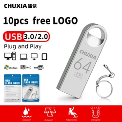 USB 플래시 드라이브 3.0 펜드라이브 스틱, 64GB 방수 메모리, 128GB 고속 펜 드라이브, 플래시 USB 키 체인 선물, 10 개