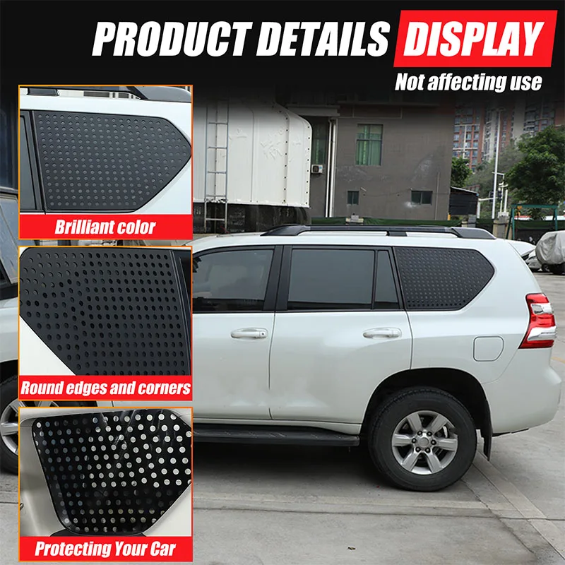 

For 10-23 Toyota Prado/10-23 Lexus GX rear triangle window honeycomb board Triangle window decorative board Aluminum alloy 2pcs