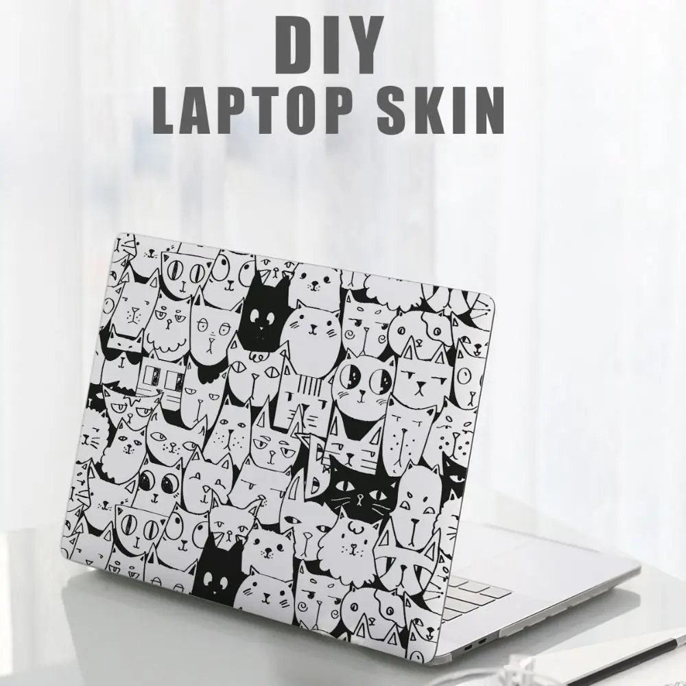 DIY 15inch Laptop Stickers Skins Cute Cat A+C Side Notebook Computer Cover Skin for Macbook /HP / Dell / Lenovo / Acer / ASUS