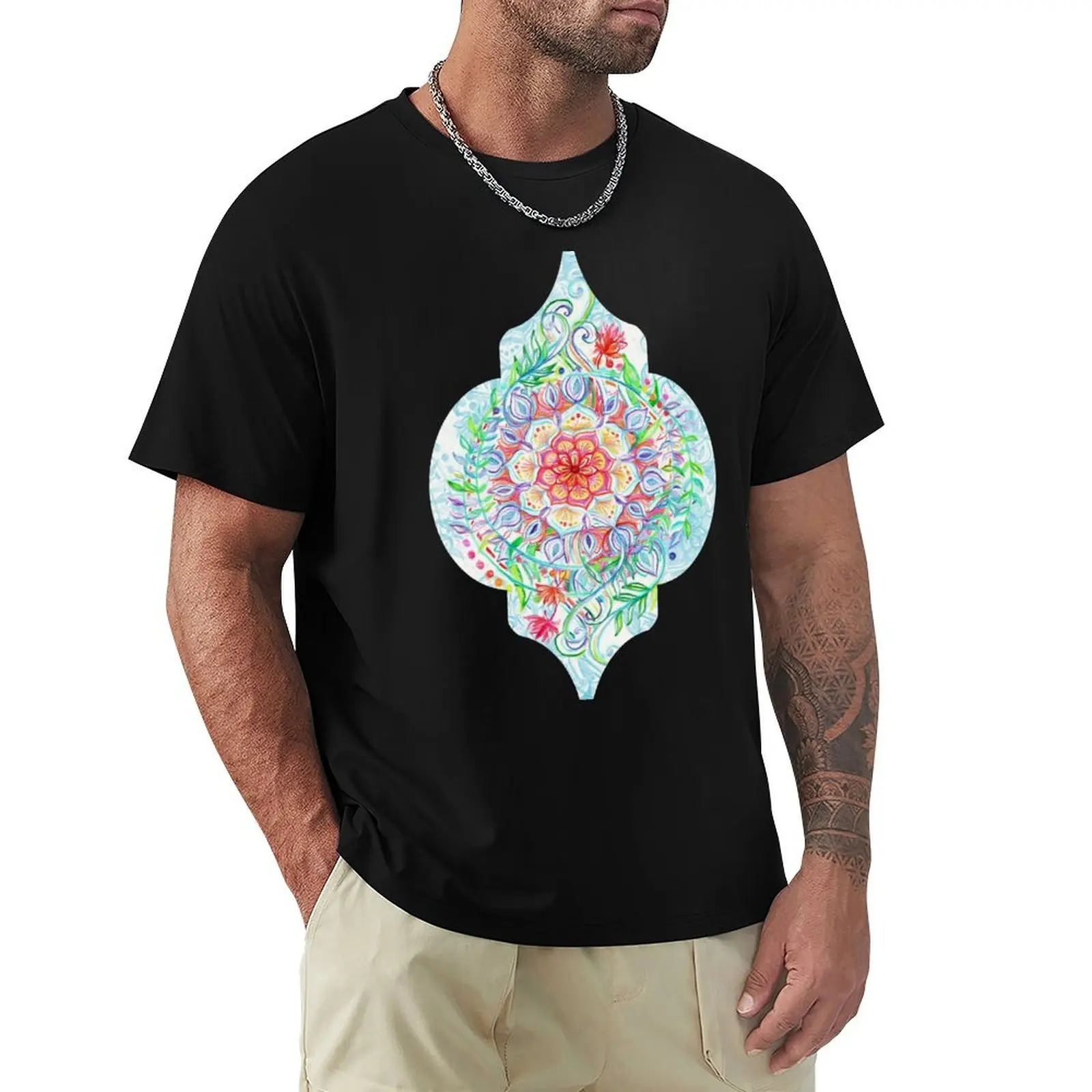 Messy Boho Floral in Rainbow Hues T-Shirt vintage clothes tops graphic t shirts animal prinfor boys Men's t-shirt