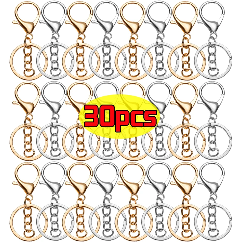 30pcs/lot Key Ring 30mm Keychain Long 70mm Lobster Clasp Key Hook Keyrings For Jewelry Making Finding DIY Key Chains Accessories